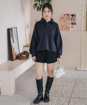 U.S.POLO ASSN. ユーエスポロアッスン 襟付きキーネックダンボールスウェット/スキッパー長袖トレーナー 16455