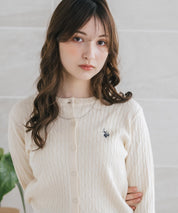 U.S. POLO ASSN. ユーエスポロアッスン W's ワンポイントロゴ刺繍ケーブルニット長袖カーディガン 16456