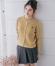 U.S. POLO ASSN. ユーエスポロアッスン W's ワンポイントロゴ刺繍ケーブルニット長袖カーディガン 16456