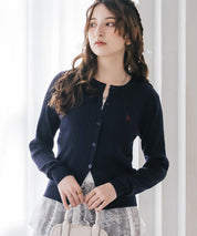 U.S. POLO ASSN. ユーエスポロアッスン W's ワンポイントロゴ刺繍ケーブルニット長袖カーディガン 16456