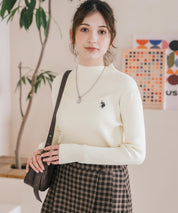 U.S. POLO ASSN. ユーエスポロアッスン W's ワンポイントロゴ刺繍リブハイネック長袖ニット 16458