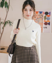 U.S. POLO ASSN. ユーエスポロアッスン W's ワンポイントロゴ刺繍リブハイネック長袖ニット 16458