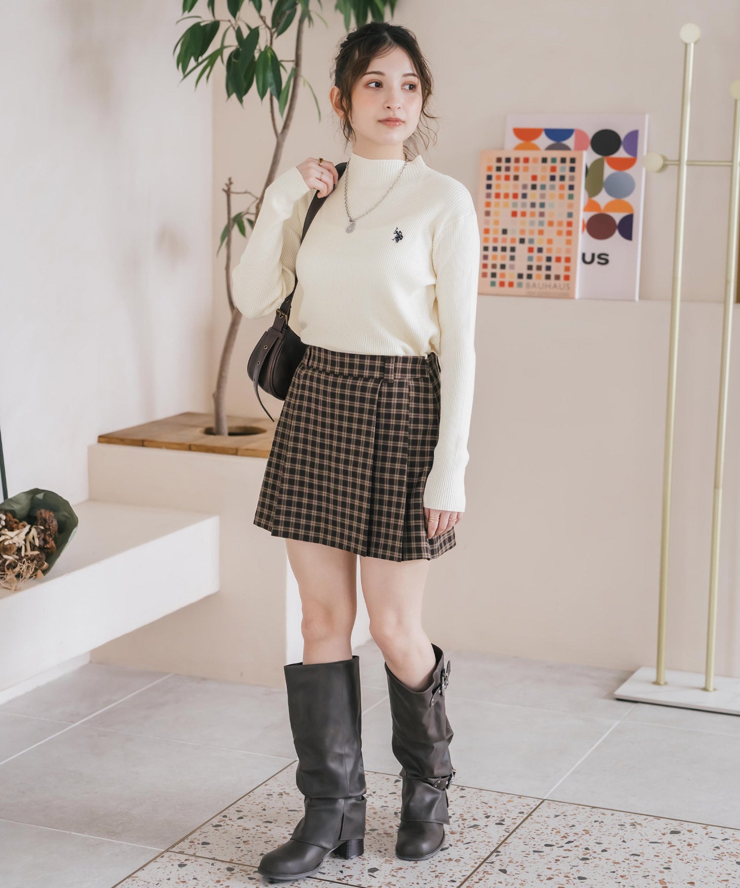 U.S. POLO ASSN. ユーエスポロアッスン W's ワンポイントロゴ刺繍リブハイネック長袖ニット 16458