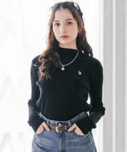 U.S. POLO ASSN. ユーエスポロアッスン W's ワンポイントロゴ刺繍リブハイネック長袖ニット 16458