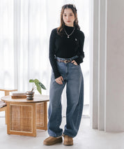 U.S. POLO ASSN. ユーエスポロアッスン W's ワンポイントロゴ刺繍リブハイネック長袖ニット 16458
