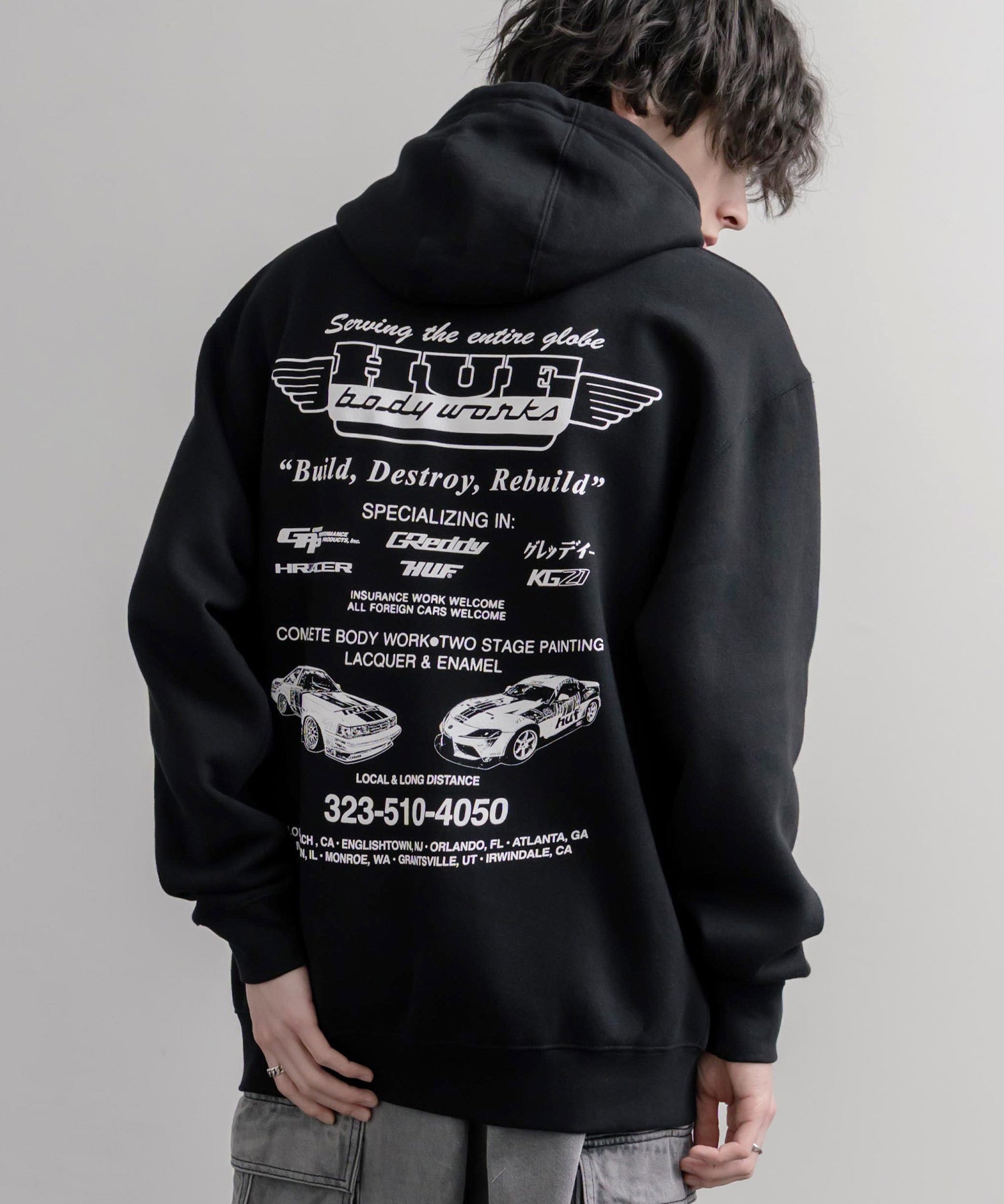 HUF ハフ オーバーサイズ裏起毛アソート長袖プルオーバーパーカー TOYOTA/GREDDY 16461