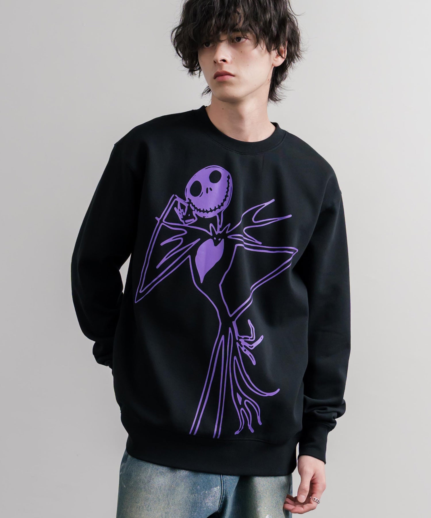 HUF ハフ オーバーサイズ裏起毛アソートプリント刺繍クルーネック長袖トレーナー 16462