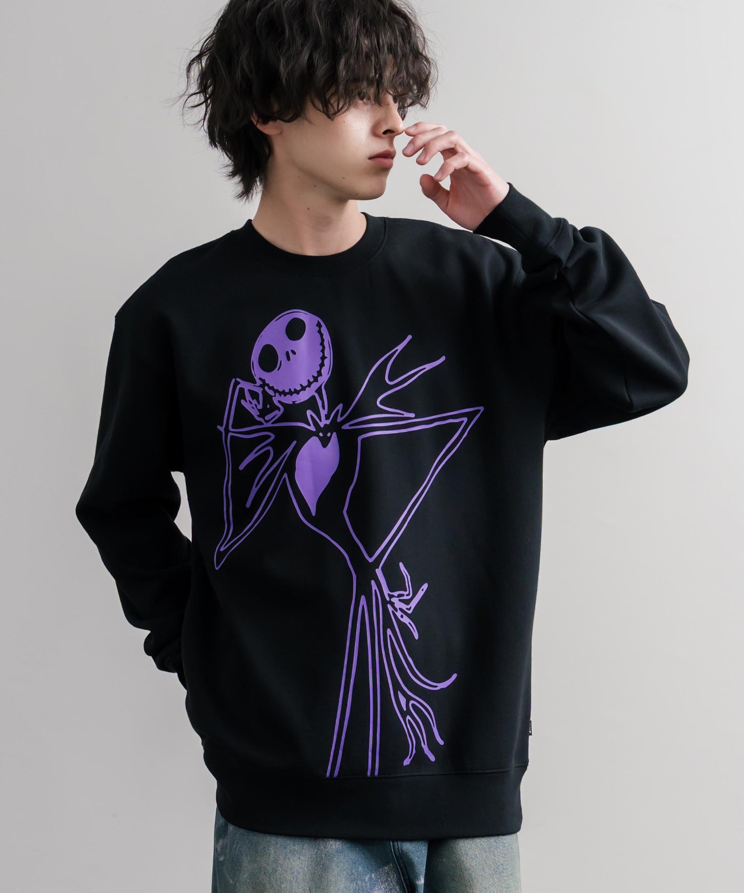 HUF ハフ オーバーサイズ裏起毛アソートプリント刺繍クルーネック長袖トレーナー 16462