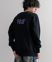 HUF ハフ オーバーサイズ裏起毛アソートプリント刺繍クルーネック長袖トレーナー 16462