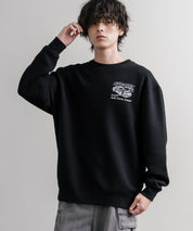 HUF ハフ オーバーサイズ裏起毛アソートプリント刺繍クルーネック長袖トレーナー 16462
