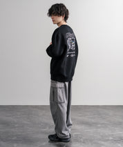 HUF ハフ オーバーサイズ裏起毛アソートプリント刺繍クルーネック長袖トレーナー 16462