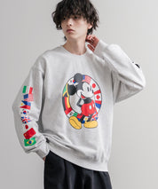 HUF ハフ オーバーサイズ裏起毛アソートプリント刺繍クルーネック長袖トレーナー 16462