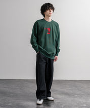 HUF ハフ オーバーサイズ裏起毛アソートプリント刺繍クルーネック長袖トレーナー 16462