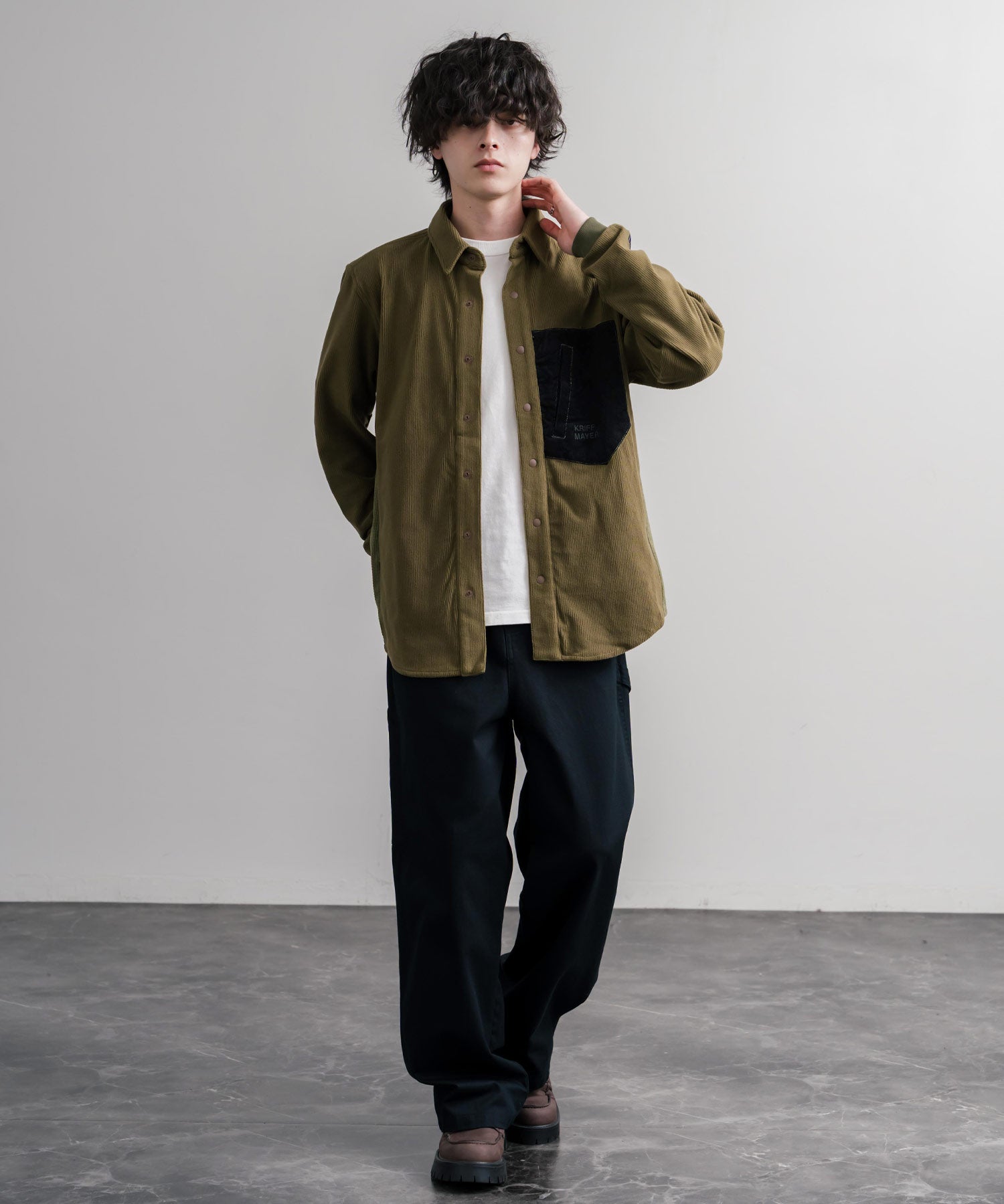 KRIFF MAYER クリフメイヤー アクティブグリッドフリースストレッチ切り替え長袖シャツ 2615114 16463