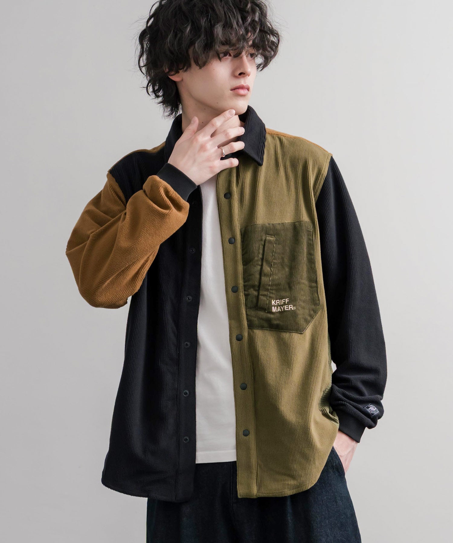 KRIFF MAYER クリフメイヤー アクティブグリッドフリースストレッチ切り替え長袖シャツ 2615114 16463