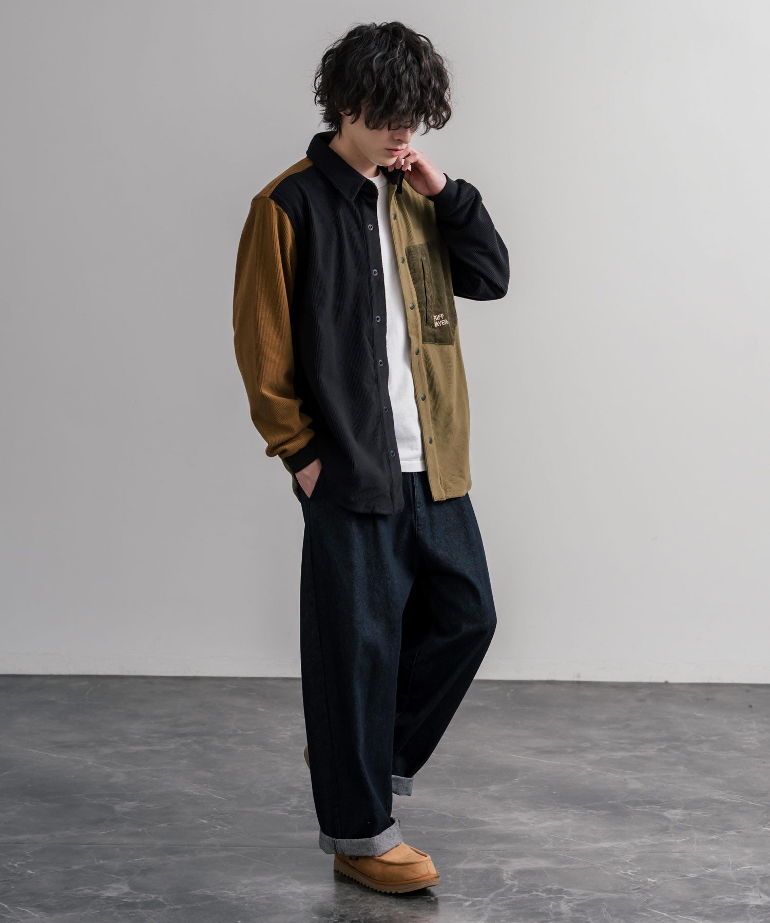 KRIFF MAYER クリフメイヤー アクティブグリッドフリースストレッチ切り替え長袖シャツ 2615114 16463