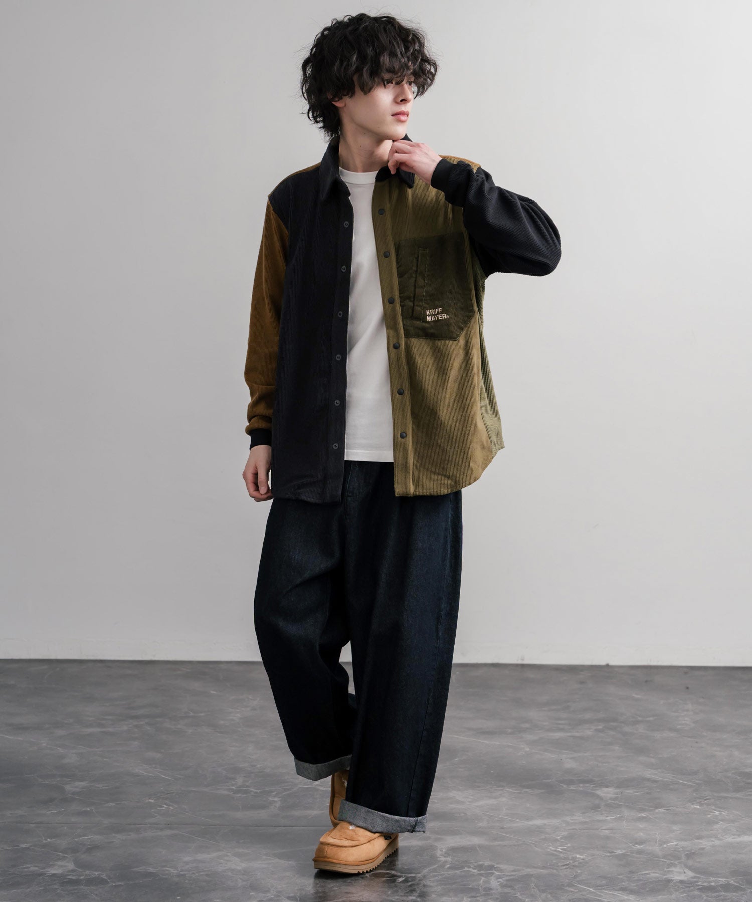 KRIFF MAYER クリフメイヤー アクティブグリッドフリースストレッチ切り替え長袖シャツ 2615114 16463