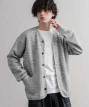 Upscape Audience アップスケープオーディエンス 日本製ウールビックワッフルニットソーノーカラーアーミーカーディガン AUD7290 16471