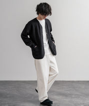 Upscape Audience アップスケープオーディエンス 日本製ウールビックワッフルニットソーノーカラーアーミーカーディガン AUD7290 16471