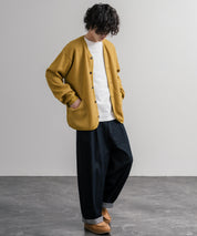 Upscape Audience アップスケープオーディエンス 日本製ウールビックワッフルニットソーノーカラーアーミーカーディガン AUD7290 16471