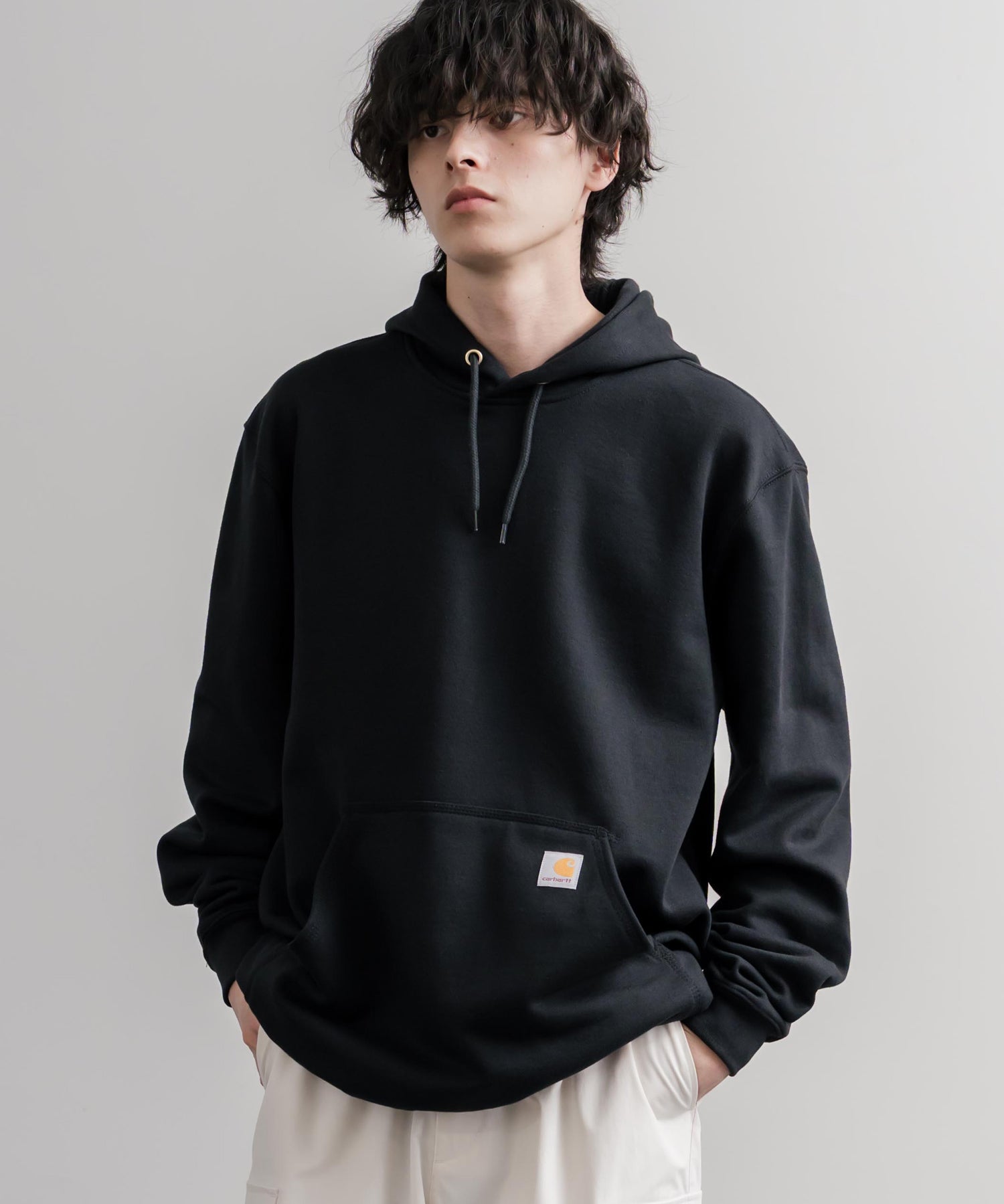 Carhartt カーハート MIDWEIGHT HOODED SWEAT/オーバーサイズ裏起毛ワンポイントロゴ長袖プルオーバーパーカー 16473