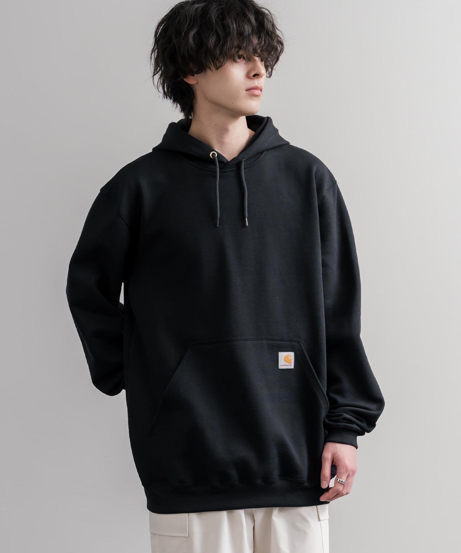 Carhartt カーハート MIDWEIGHT HOODED SWEAT/オーバーサイズ裏起毛ワンポイントロゴ長袖プルオーバーパーカー 16473