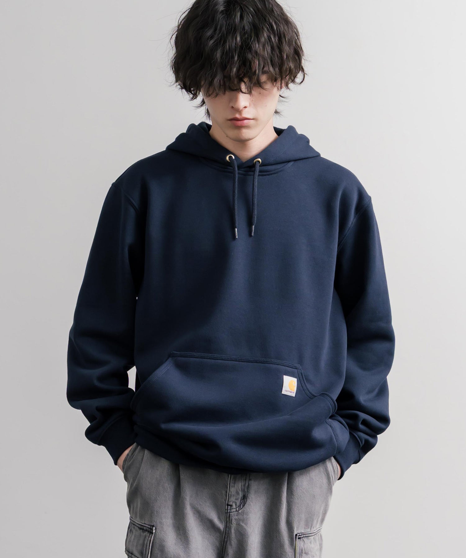 Carhartt カーハート MIDWEIGHT HOODED SWEAT/オーバーサイズ裏起毛ワンポイントロゴ長袖プルオーバーパーカー 16473