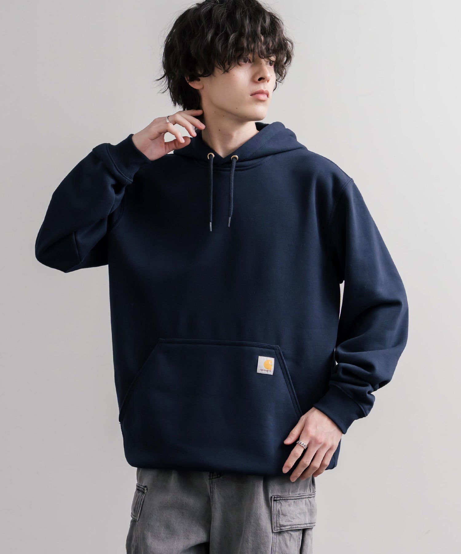 Carhartt カーハート MIDWEIGHT HOODED SWEAT/オーバーサイズ裏起毛ワンポイントロゴ長袖プルオーバーパーカー 16473