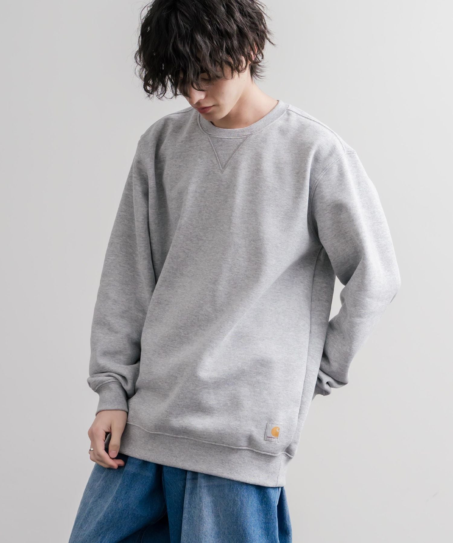 Carhartt カーハート MIDWEIGHT CREW NECK SWEAT/オーバーサイズ裏起毛ワンポイントロゴ長袖トレーナー 16474