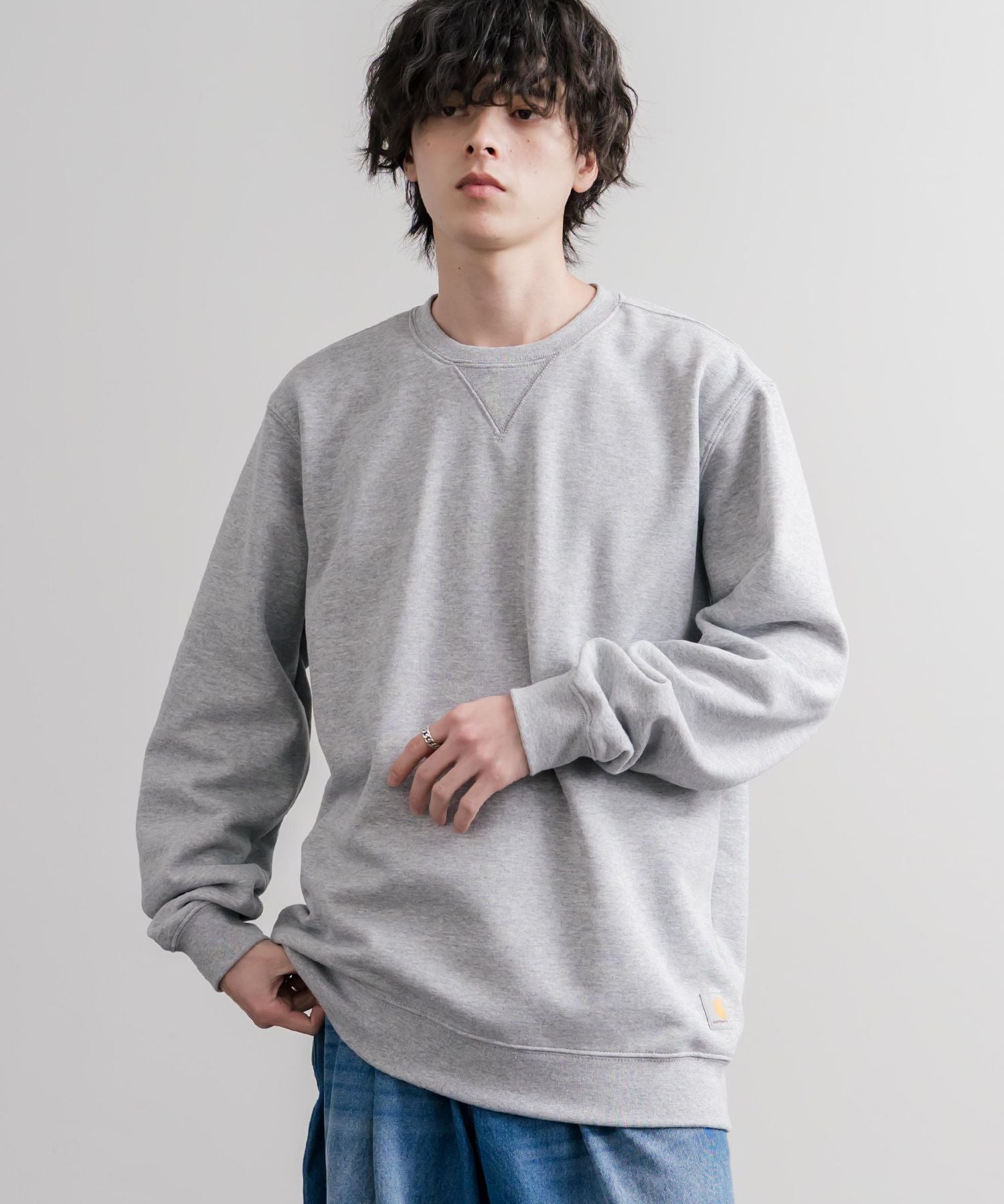 Carhartt カーハート MIDWEIGHT CREW NECK SWEAT/オーバーサイズ裏起毛ワンポイントロゴ長袖トレーナー 16474