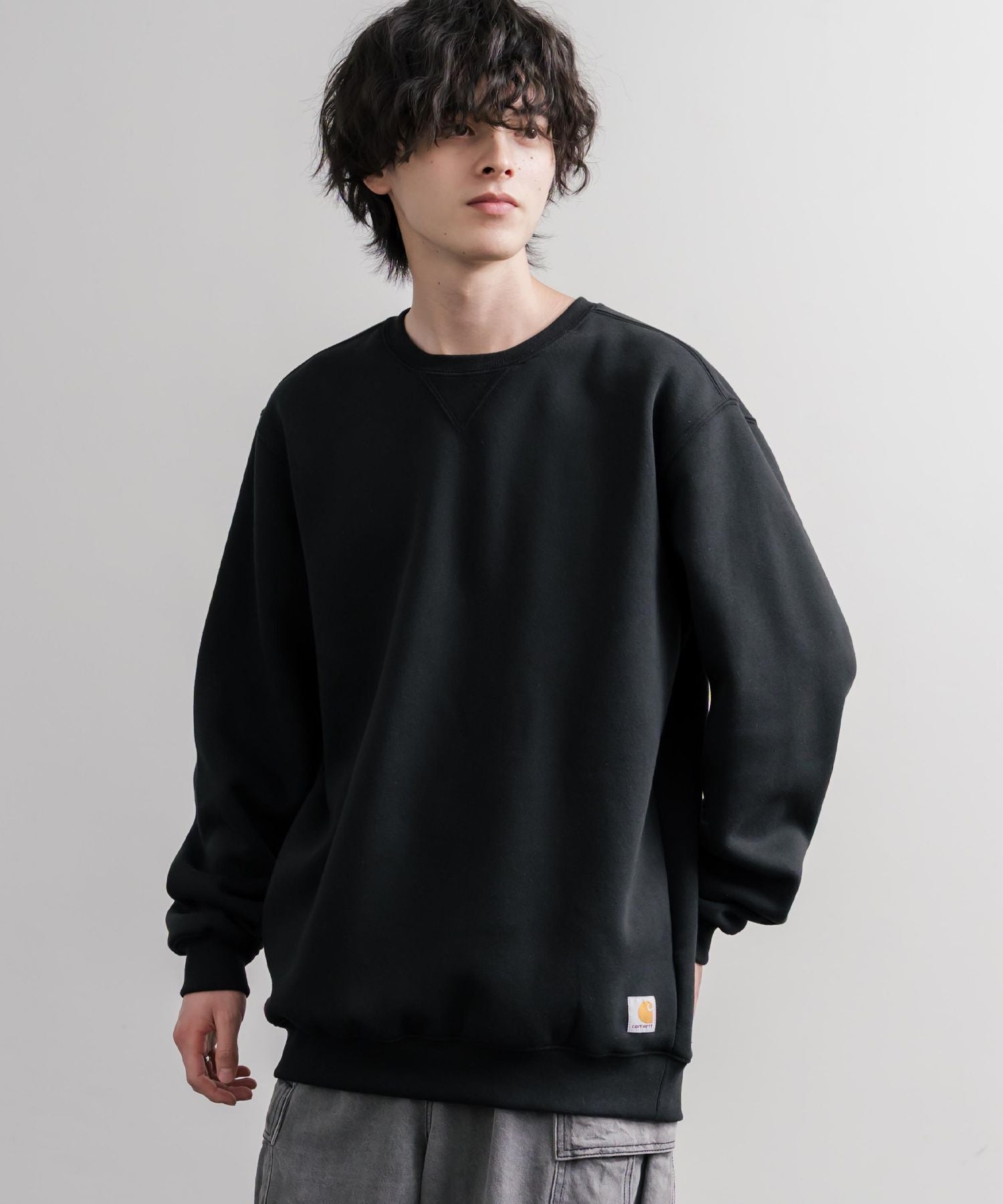 Carhartt カーハート MIDWEIGHT CREW NECK SWEAT/オーバーサイズ裏起毛ワンポイントロゴ長袖トレーナー 16474