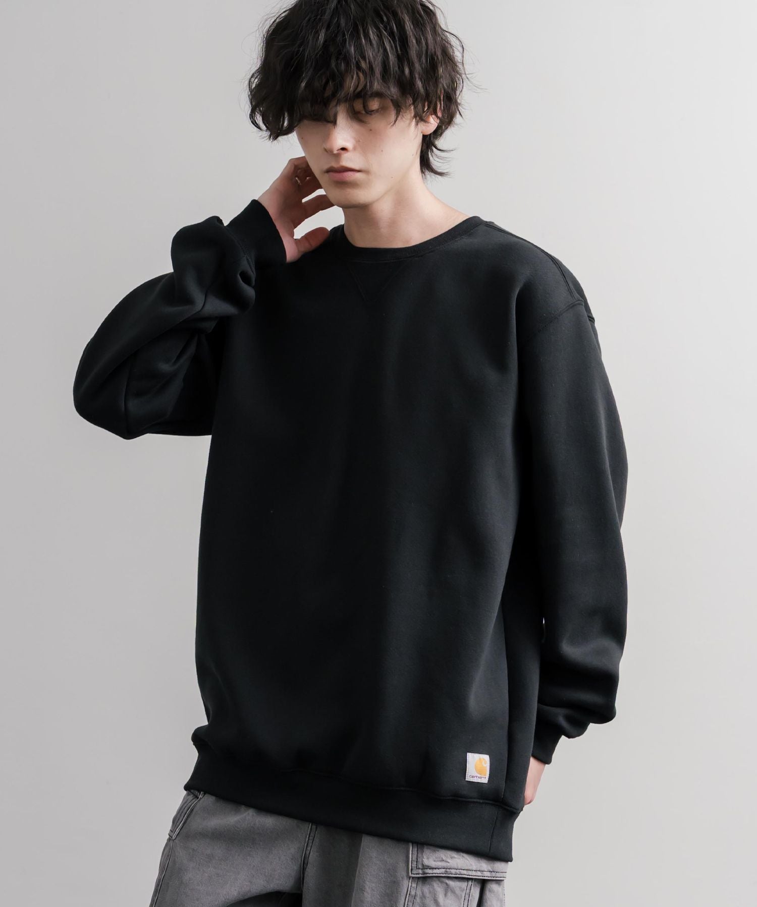 Carhartt カーハート MIDWEIGHT CREW NECK SWEAT/オーバーサイズ裏起毛ワンポイントロゴ長袖トレーナー 16474