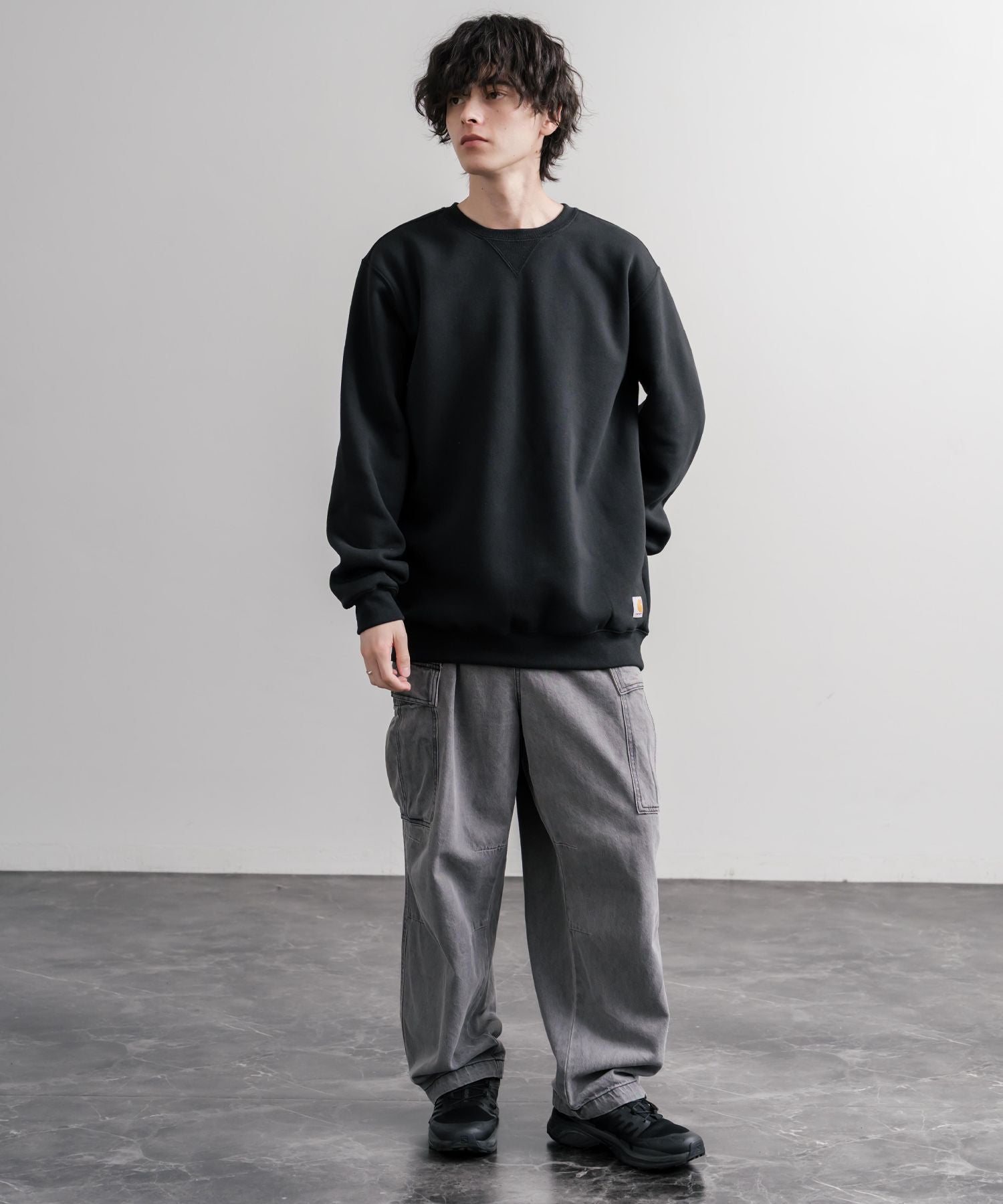 Carhartt カーハート MIDWEIGHT CREW NECK SWEAT/オーバーサイズ裏起毛ワンポイントロゴ長袖トレーナー 16474