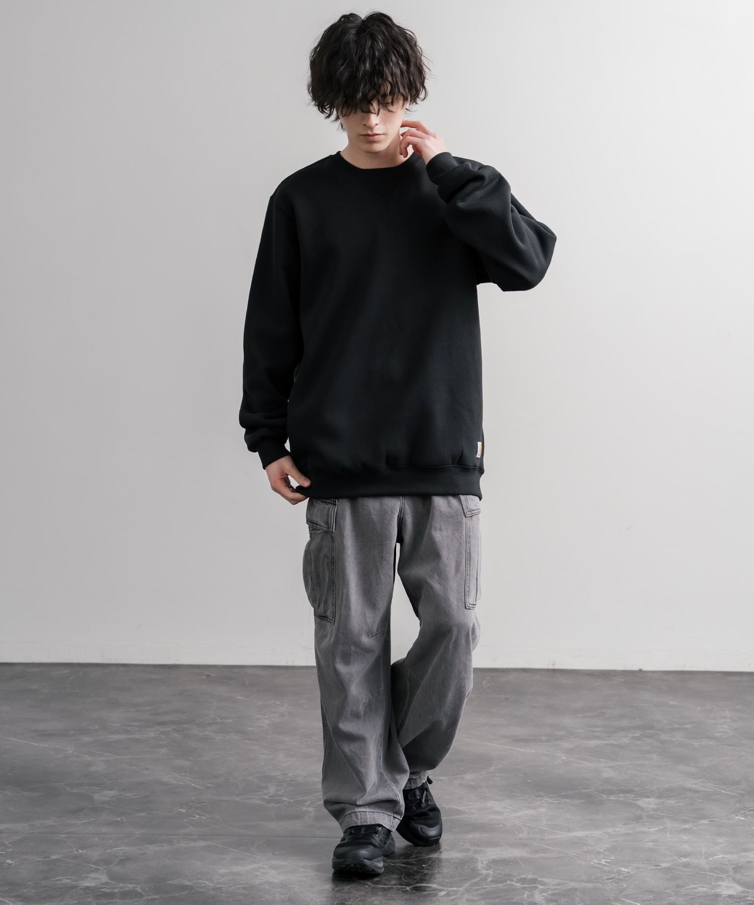 Carhartt カーハート MIDWEIGHT CREW NECK SWEAT/オーバーサイズ裏起毛ワンポイントロゴ長袖トレーナー 16474