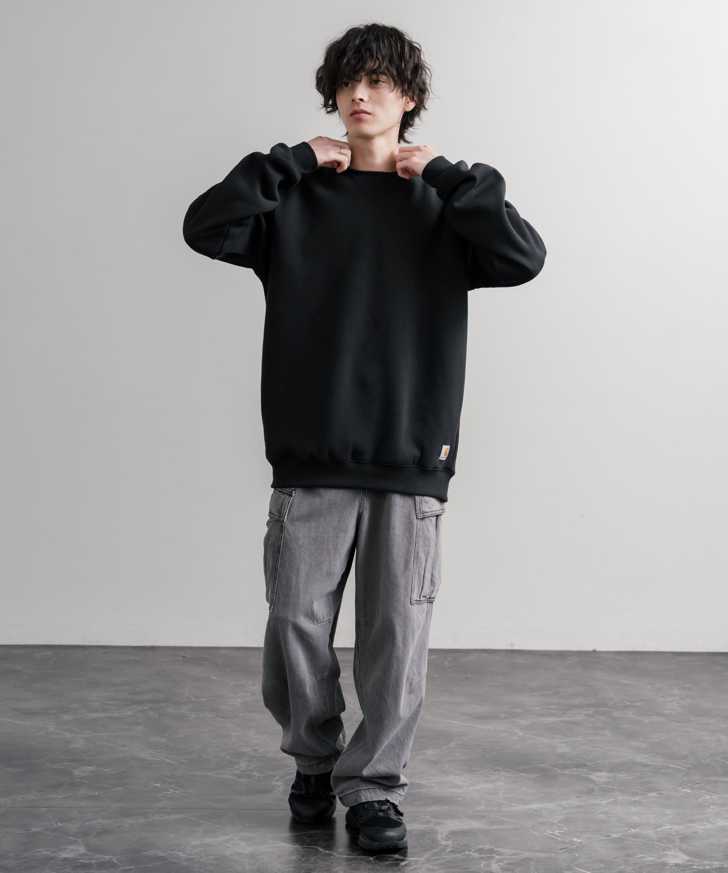 Carhartt カーハート MIDWEIGHT CREW NECK SWEAT/オーバーサイズ裏起毛ワンポイントロゴ長袖トレーナー 16474