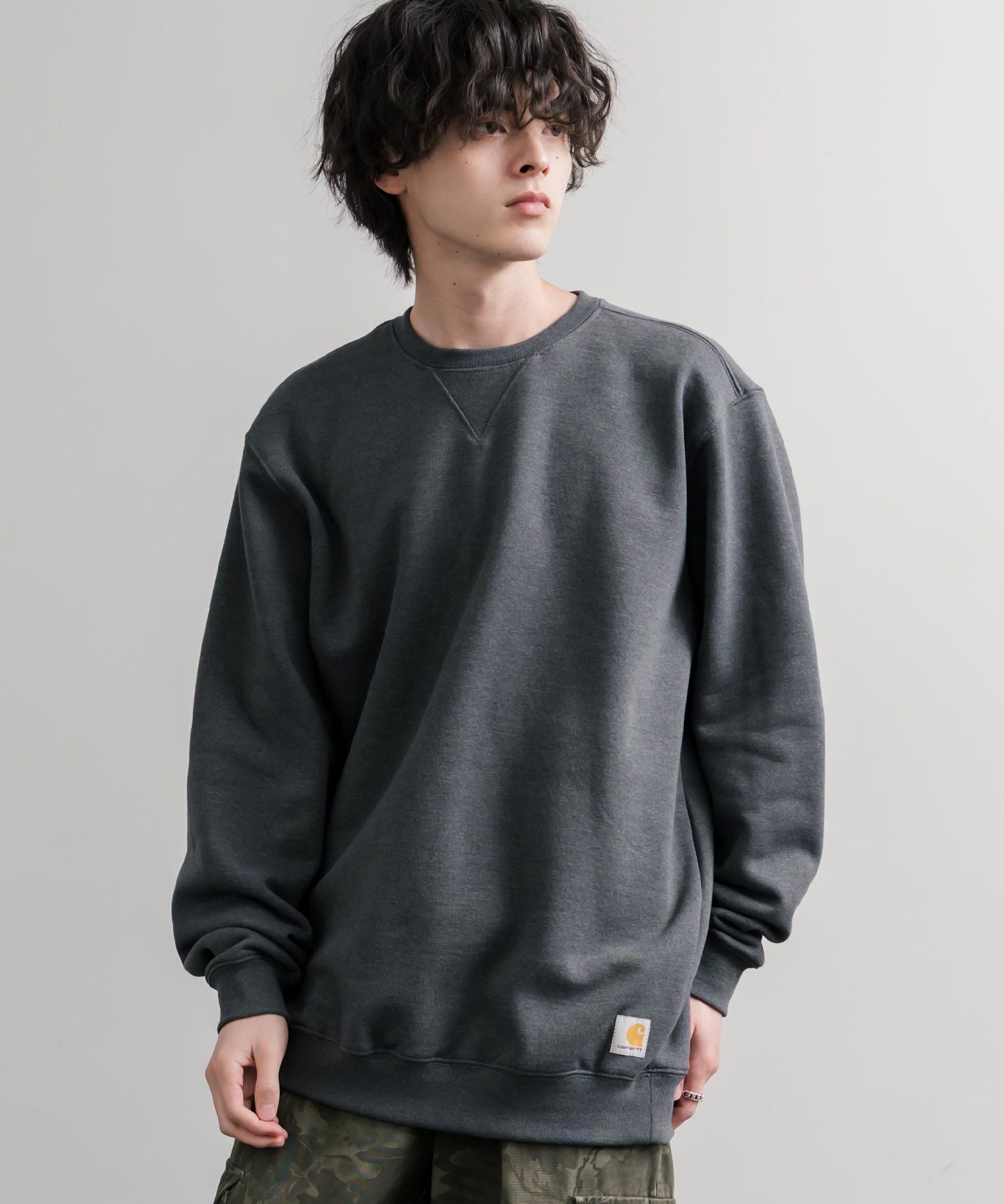 Carhartt カーハート MIDWEIGHT CREW NECK SWEAT/オーバーサイズ裏起毛ワンポイントロゴ長袖トレーナー 16474