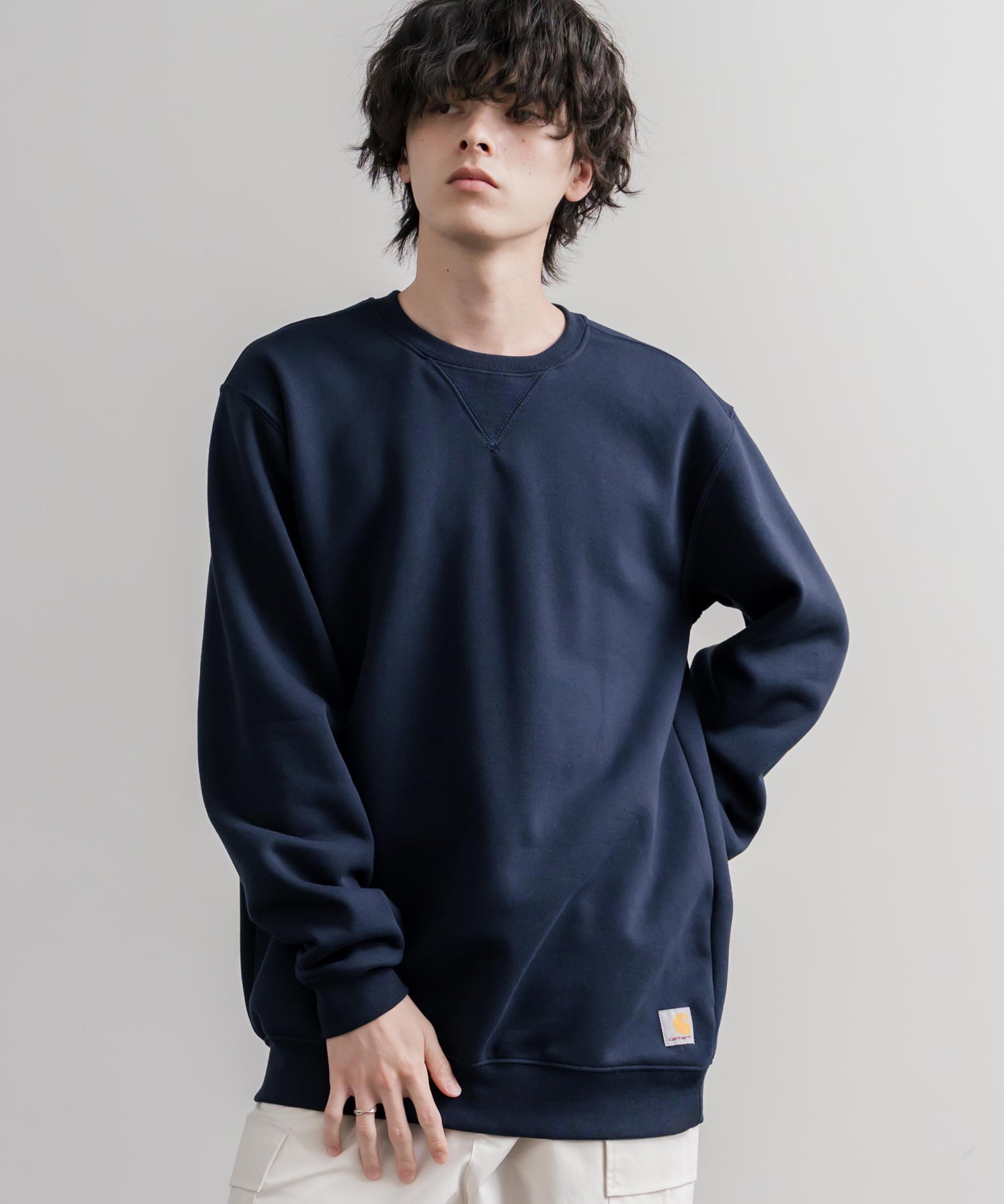 Carhartt カーハート MIDWEIGHT CREW NECK SWEAT/オーバーサイズ裏起毛ワンポイントロゴ長袖トレーナー 16474