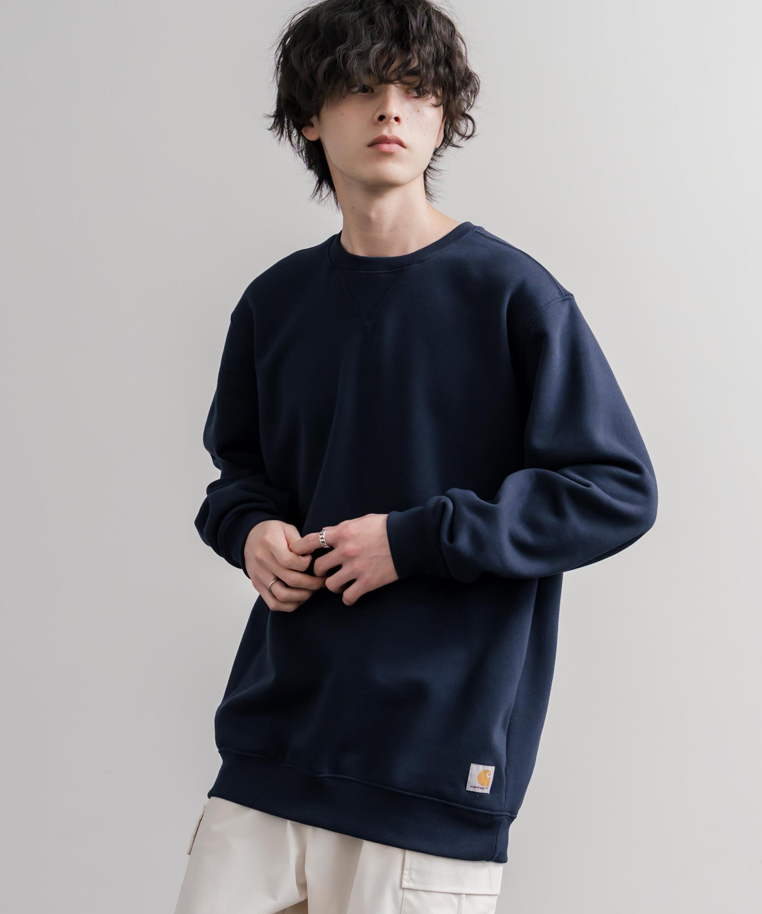 Carhartt カーハート MIDWEIGHT CREW NECK SWEAT/オーバーサイズ裏起毛ワンポイントロゴ長袖トレーナー 16474