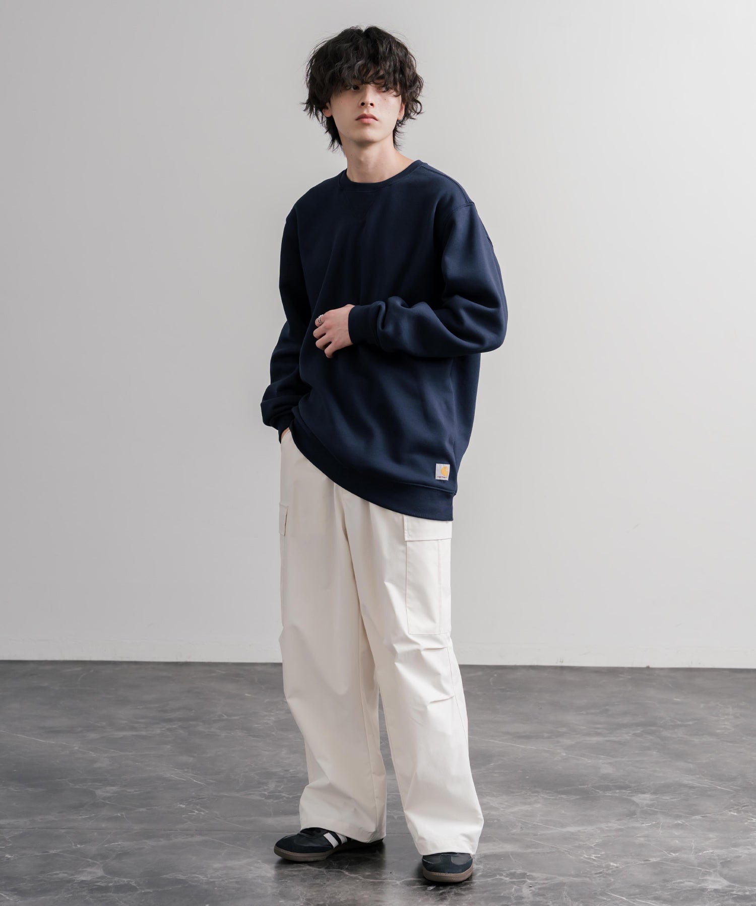 Carhartt カーハート MIDWEIGHT CREW NECK SWEAT/オーバーサイズ裏起毛ワンポイントロゴ長袖トレーナー 16474