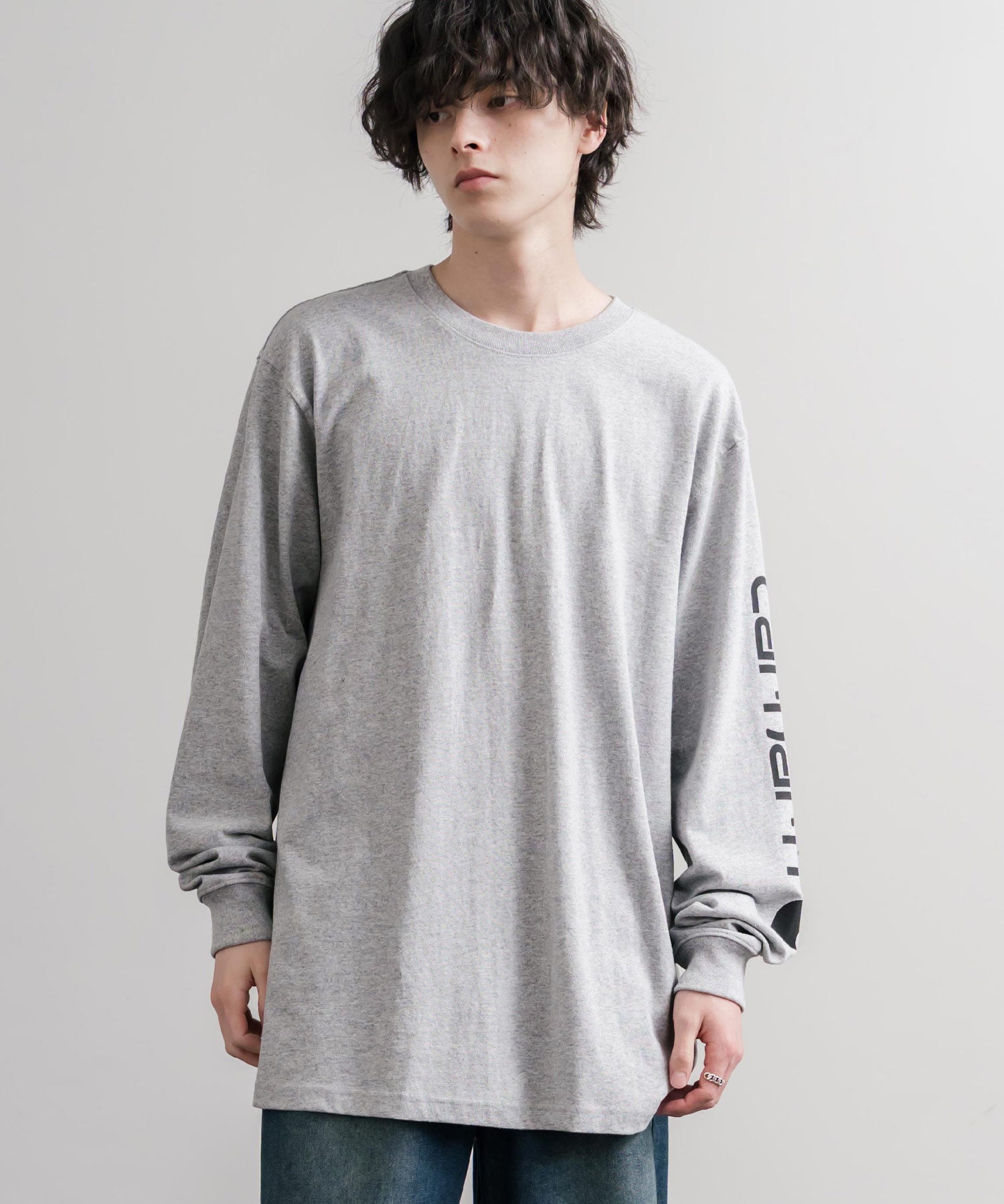 Carhartt カーハート HEAVYWEIGHT LONG-SLEEVE T-SHIRTS/オーバーサイズヘビーウェイト袖ロゴプリント長袖クルーネックTシャツ 16475