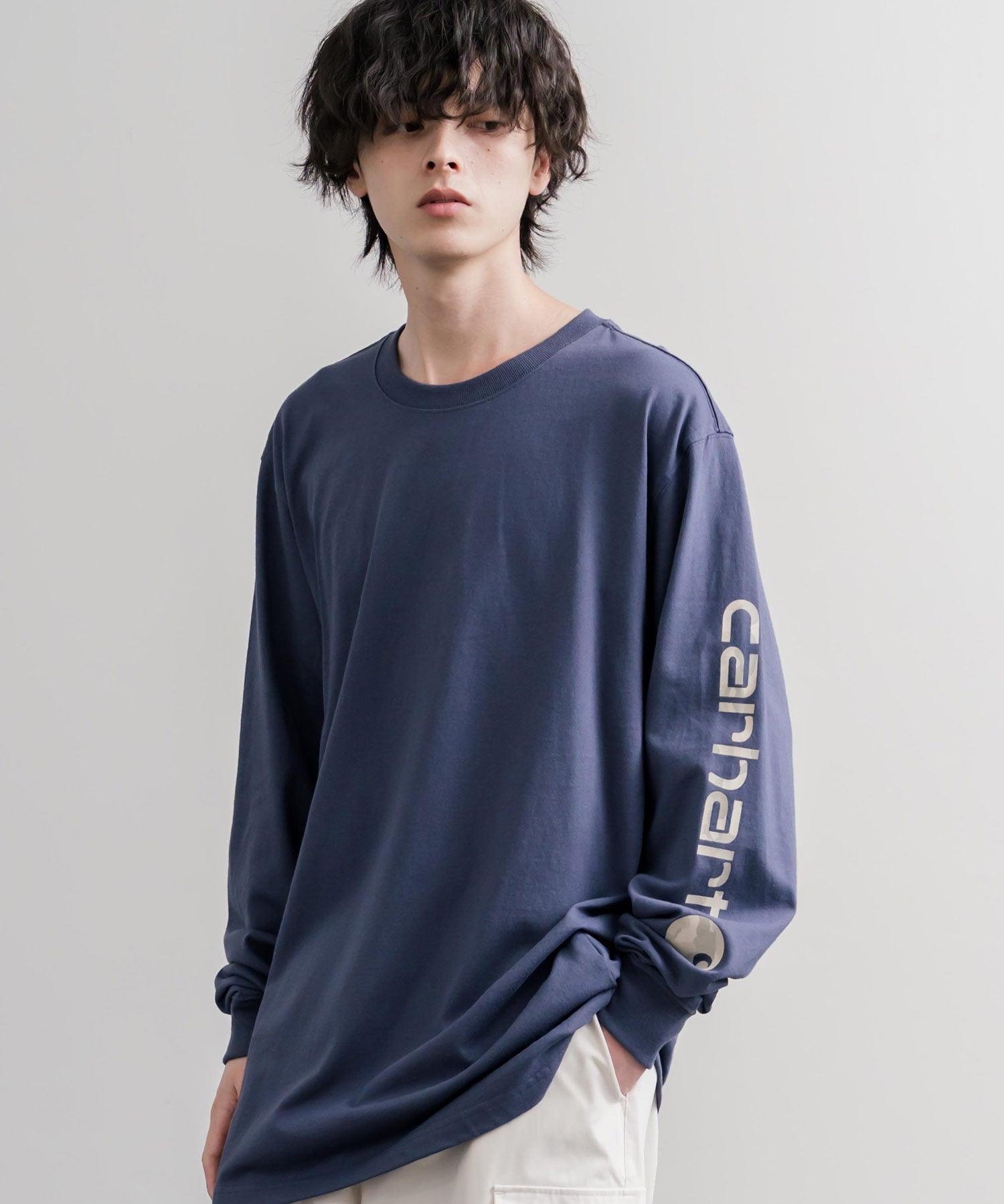Carhartt カーハート HEAVYWEIGHT LONG-SLEEVE T-SHIRTS/オーバーサイズヘビーウェイト袖ロゴプリント長袖クルーネックTシャツ 16475