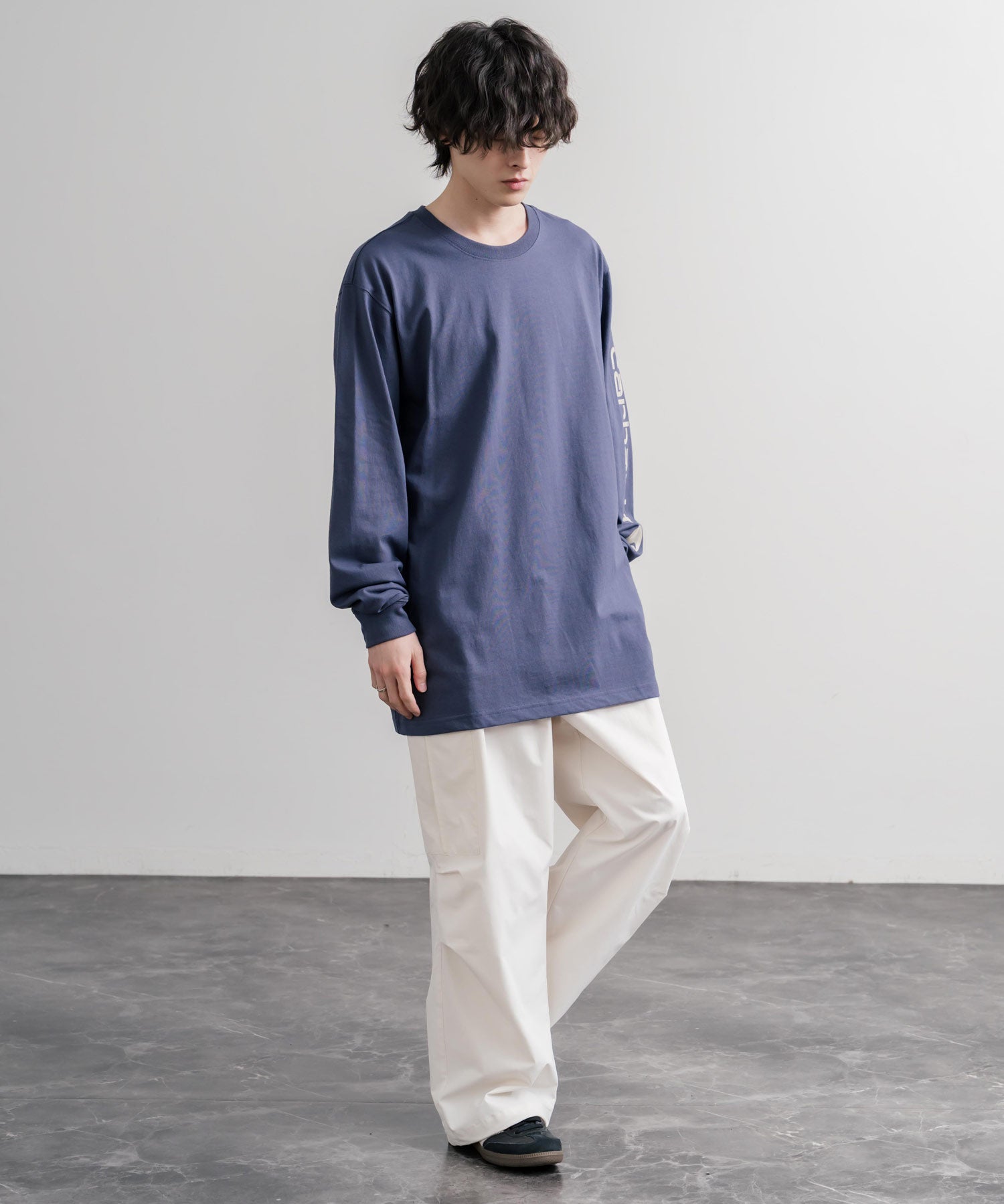 Carhartt カーハート HEAVYWEIGHT LONG-SLEEVE T-SHIRTS/オーバーサイズヘビーウェイト袖ロゴプリント長袖クルーネックTシャツ 16475