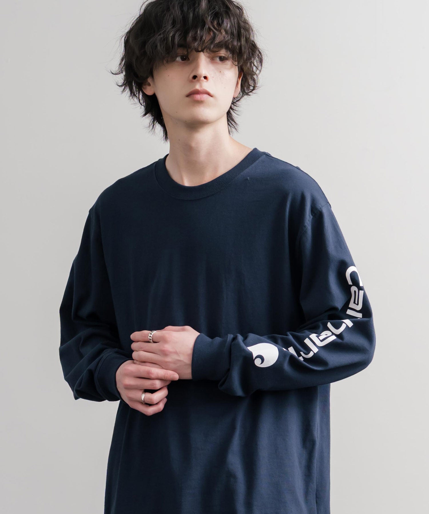 Carhartt カーハート HEAVYWEIGHT LONG-SLEEVE T-SHIRTS/オーバーサイズヘビーウェイト袖ロゴプリント長袖クルーネックTシャツ 16475