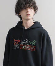 HUF ハフ オーバーサイズ裏起毛プリント刺繍アソート長袖プルオーバーパーカー 16479
