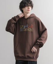 HUF ハフ オーバーサイズ裏起毛プリント刺繍アソート長袖プルオーバーパーカー 16479