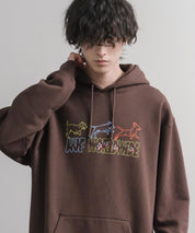 HUF ハフ オーバーサイズ裏起毛プリント刺繍アソート長袖プルオーバーパーカー 16479