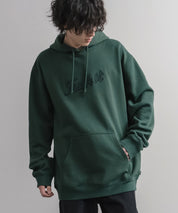 HUF ハフ オーバーサイズ裏起毛プリント刺繍アソート長袖プルオーバーパーカー 16479