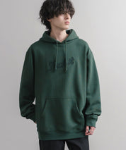HUF ハフ オーバーサイズ裏起毛プリント刺繍アソート長袖プルオーバーパーカー 16479
