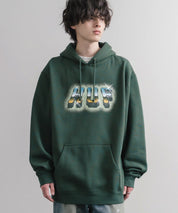 HUF ハフ オーバーサイズ裏起毛プリント刺繍アソート長袖プルオーバーパーカー 16479