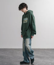 HUF ハフ オーバーサイズ裏起毛プリント刺繍アソート長袖プルオーバーパーカー 16479